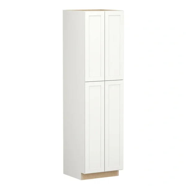 Shaker Full Overlay 24 in. W x 24 in. D x 90 in. H Plywood Assembled Utility Kitchen Cabinet in Linen White