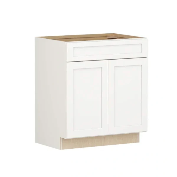 Shaker Full Overlay 30 in. W x 20.75 in. D x 34.5 in. H Plywood Assembled Vanity Sink Base Bath Cabinet in Linen White