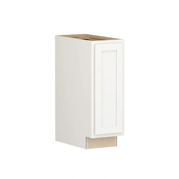Shaker Partial Overlay 12 in W x 24 in D x 34.5 in H Plywood Assembled Full Height Base Kitchen Cabinet in Linen White