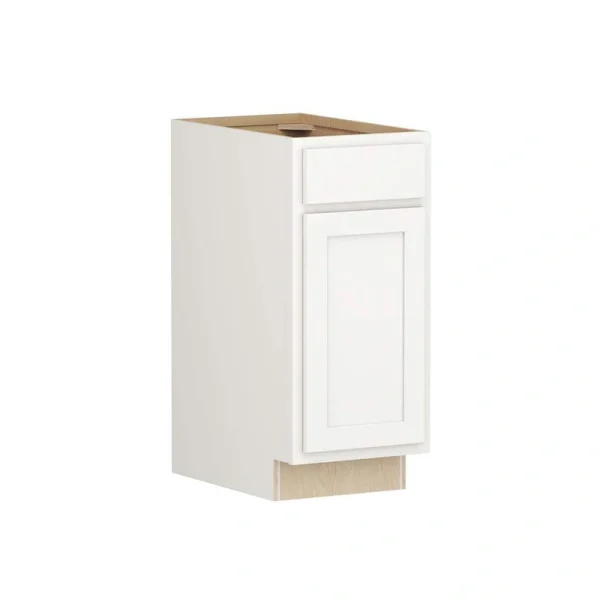 Shaker Partial Overlay 15 in. W x 24 in. D x 34.5 in. H Plywood Assembled Base Kitchen Cabinet in Linen White