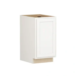 Shaker Partial Overlay 18 in W x 24 in D x 34.5 in H Plywood Assembled Full Height Base Kitchen Cabinet in Linen White
