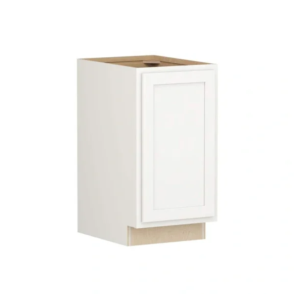 Shaker Partial Overlay 18 in W x 24 in D x 34.5 in H Plywood Assembled Full Height Base Kitchen Cabinet in Linen White