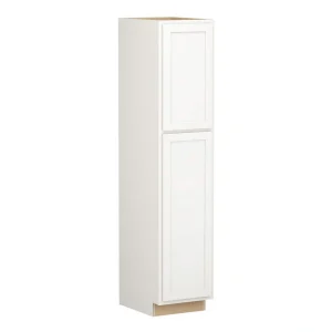 Shaker Partial Overlay 18 in. W x 24 in. D x 84 in. H Plywood Assembled Utility Kitchen Cabinet in Linen White