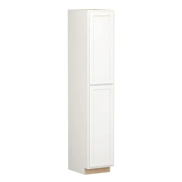 Shaker Partial Overlay 18 in. W x 24 in. D x 96 in. H Plywood Assembled Utility Kitchen Cabinet in Linen White
