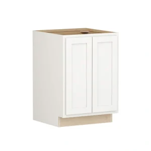 Shaker Partial Overlay 24 in W x 24 in D x 34.5 in H Plywood Assembled Full Height Base Kitchen Cabinet in Linen White