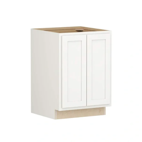 Shaker Partial Overlay 24 in W x 24 in D x 34.5 in H Plywood Assembled Full Height Base Kitchen Cabinet in Linen White