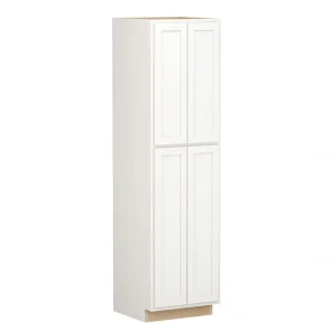 Shaker Partial Overlay 24 in. W x 24 in. D x 90 in. H Plywood Assembled Utility Kitchen Cabinet in Linen White
