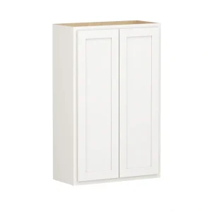 Shaker Partial Overlay 27 in. W x 12 in. D x 42 in. H Plywood Assembled Wall Kitchen Cabinet in Linen White