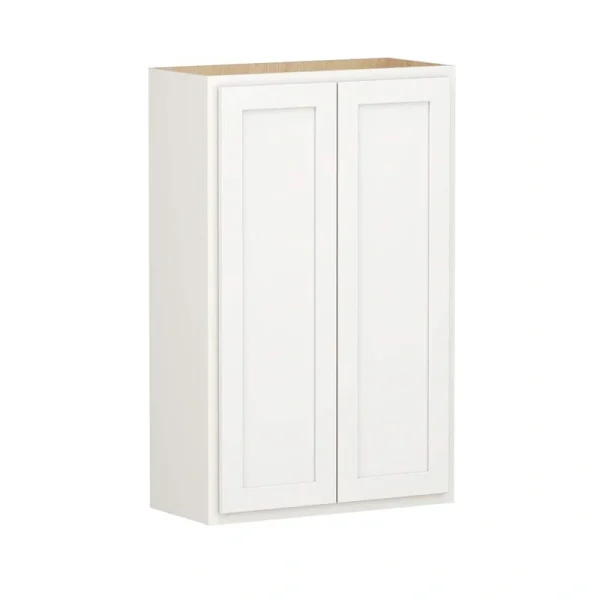 Shaker Partial Overlay 27 in. W x 12 in. D x 42 in. H Plywood Assembled Wall Kitchen Cabinet in Linen White