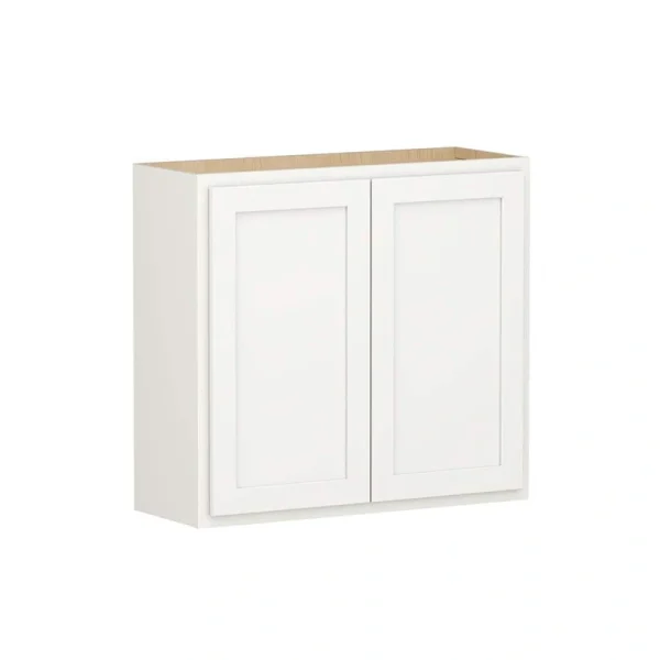 Shaker Partial Overlay 33 in. W x 12 in. D x 30 in. H Plywood Assembled Wall Kitchen Cabinet in Linen White