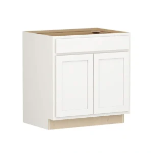 Shaker Partial Overlay 33 in. W x 24 in. D x 34.5 in. H Plywood Assembled Base Kitchen Cabinet in Linen White