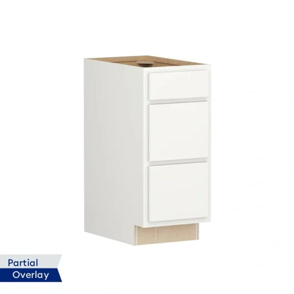 Shenandoah PRO Express Breckenridge 15-in W x 34.5-in H x 24-in D Linen Partial Overlay Maple 3-Drawer Base Fully Assembled Plywood Cabinet (Recessed Panel Style)