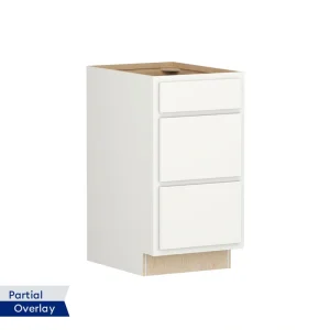 Shenandoah PRO Express Breckenridge 18-in W x 34.5-in H x 24-in D Linen Partial Overlay 3-Drawer Base Fully Assembled Plywood Cabinet