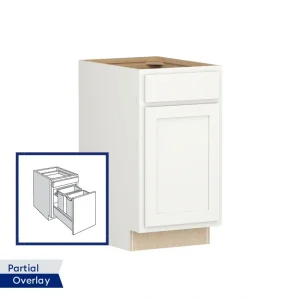 Shenandoah PRO Express Breckenridge 18-in W x 34.5-in H x 24-in D Linen Partial Overlay Pull-out Wastebasket Base Fully Assembled Plywood Cabinet