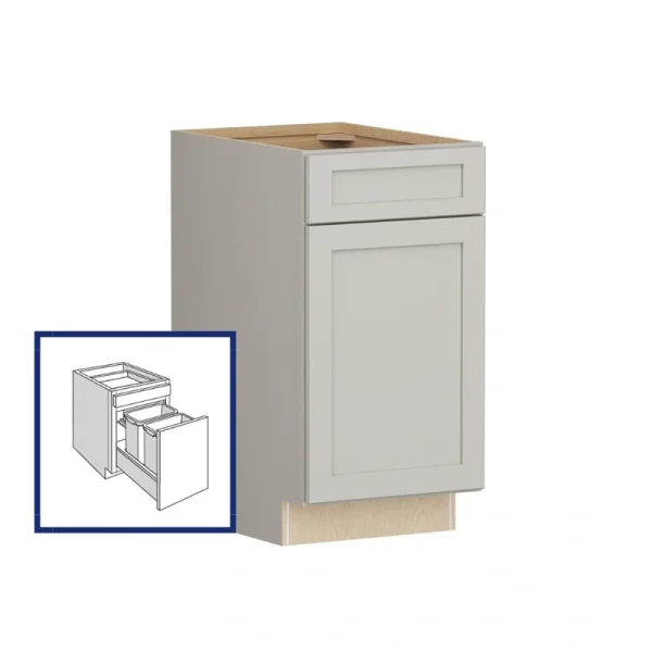 Shenandoah PRO Express Breckenridge 18-in W x 34.5-in H x 24-in D Stone Full Overlay Pull-out Wastebasket Base Fully Assembled Plywood Cabinet