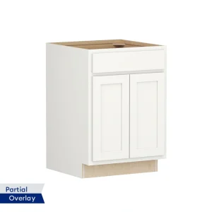 Shenandoah PRO Express Breckenridge 24-in W x 34.5-in H x 24-in D Linen Partial Overlay 1-Drawer Base Fully Assembled Plywood Cabinet (Recessed Panel Shaker Style)