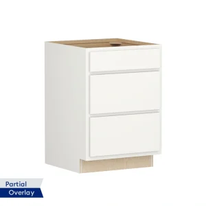 Shenandoah PRO Express Breckenridge 24-in W x 34.5-in H x 24-in D Linen Partial Overlay Maple 3-Drawer Base Fully Assembled Plywood Cabinet (Recessed Panel Style)