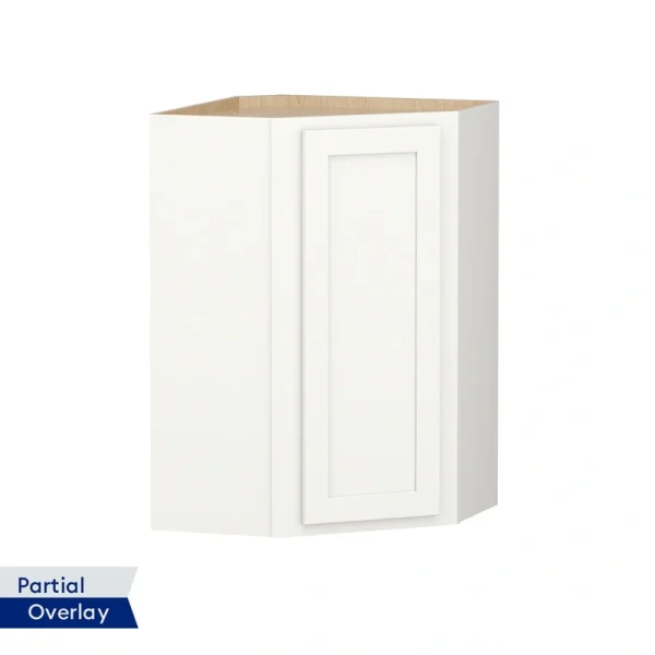Shenandoah PRO Express Breckenridge 24-in W x 36.125-in H x 15-in D Linen Partial Overlay Diagonal Corner Wall Fully Assembled Plywood Cabinet (Recessed Panel Shaker Style)