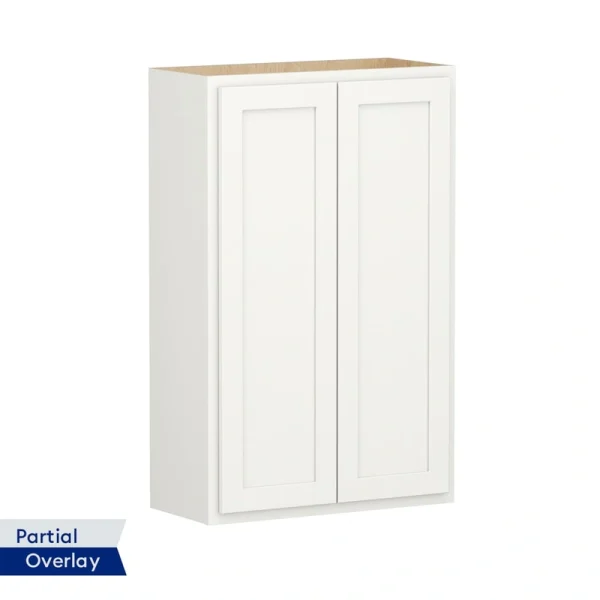 Shenandoah PRO Express Breckenridge 24-in W x 42.125-in H x 12-in D Linen Partial Overlay Wall Fully Assembled Plywood Cabinet (Recessed Panel Shaker Door Style)