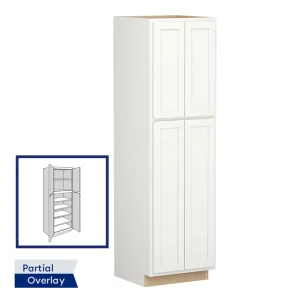Shenandoah PRO Express Breckenridge 24-in W x 90-in H x 24-in D Linen Partial Overlay Pantry Fully Assembled Plywood Cabinet (Recessed Panel Shaker Door Style)