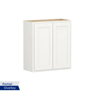 Shenandoah PRO Express Breckenridge 27-in W x 30.125-in H x 12-in D Linen Partial Overlay Wall Fully Assembled Plywood Cabinet (Recessed Panel Shaker Door Style)