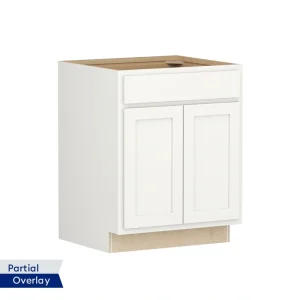 Shenandoah PRO Express Breckenridge 27-in W x 34.5-in H x 24-in D Linen Partial Overlay 1-Drawer Base Fully Assembled Plywood Cabinet (Recessed Panel Shaker Style)