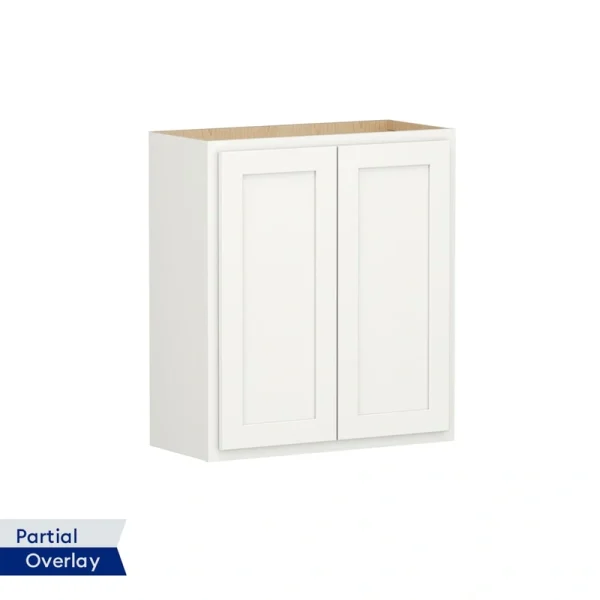 Shenandoah PRO Express Breckenridge 27-in W x 36.125-in H x 12-in D Linen Partial Overlay Wall Fully Assembled Plywood Cabinet (Recessed Panel Shaker Door Style)