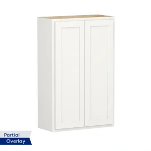 Shenandoah PRO Express Breckenridge 27-in W x 42.125-in H x 12-in D Linen Partial Overlay Wall Fully Assembled Plywood Cabinet (Recessed Panel Shaker Door Style)