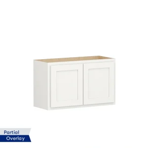 Shenandoah PRO Express Breckenridge 30-in W x 18.125-in H x 12-in D Linen Partial Overlay Wall Fully Assembled Plywood Cabinet (Recessed Panel Shaker Door Style)