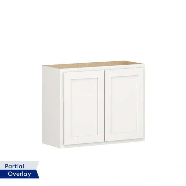 Shenandoah PRO Express Breckenridge 30-in W x 24.5-in H x 12-in D Linen Partial Overlay Wall Fully Assembled Plywood Cabinet (Recessed Panel Shaker Door Style)