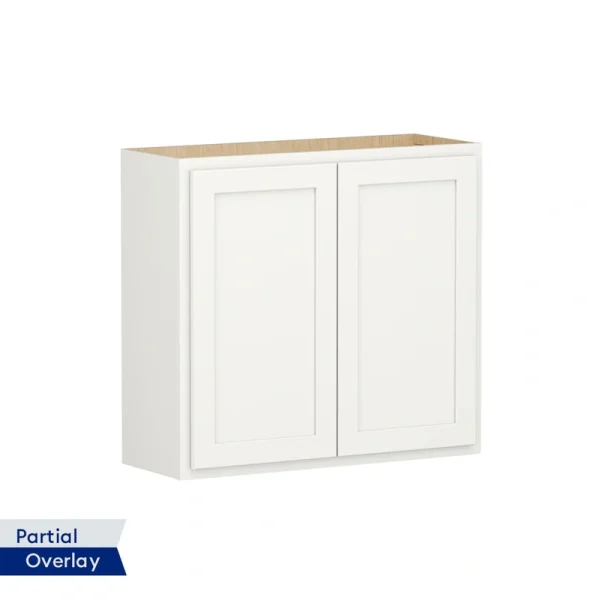 Shenandoah PRO Express Breckenridge 30-in W x 30.125-in H x 12-in D Linen Partial Overlay Wall Fully Assembled Plywood Cabinet (Recessed Panel Shaker Door Style)