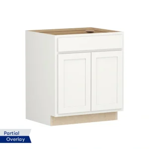 Shenandoah PRO Express Breckenridge 30-in W x 34.5-in H x 24-in D Linen Partial Overlay 1-Drawer Base Fully Assembled Plywood Cabinet (Recessed Panel Shaker Style)