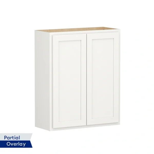 Shenandoah PRO Express Breckenridge 30-in W x 36.125-in H x 12-in D Linen Partial Overlay Wall Fully Assembled Plywood Cabinet (Recessed Panel Shaker Door Style)