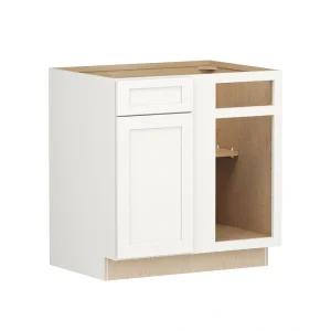 Shenandoah PRO Express Breckenridge 33-in W x 34.5-in H x 24-in D Linen Full Overlay Blind 1-Drawer Corner Base Fully Assembled Plywood Cabinet (Recessed Panel Shaker Style)