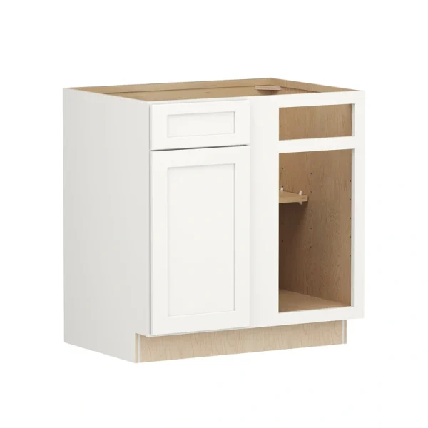 Shenandoah PRO Express Breckenridge 33-in W x 34.5-in H x 24-in D Linen Full Overlay Blind 1-Drawer Corner Base Fully Assembled Plywood Cabinet (Recessed Panel Shaker Style)