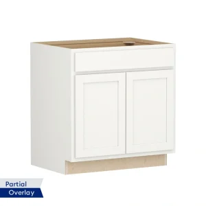 Shenandoah PRO Express Breckenridge 33-in W x 34.5-in H x 24-in D Linen Partial Overlay Sink Base Fully Assembled Plywood Cabinet (Recessed Panel Shaker Style)