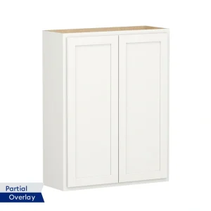 Shenandoah PRO Express Breckenridge 33-in W x 42.125-in H x 12-in D Linen Partial Overlay Maple Wall Fully Assembled Plywood Cabinet (Recessed Panel Shaker Door Style)