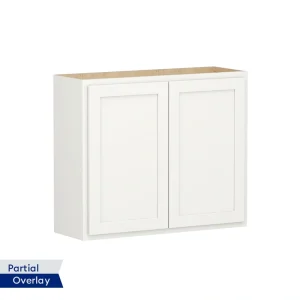 Shenandoah PRO Express Breckenridge 36-in W x 30.125-in H x 12-in D Linen Partial Overlay Wall Fully Assembled Plywood Cabinet (Recessed Panel Shaker Door Style)
