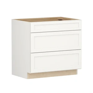 Shenandoah PRO Express Breckenridge 36-in W x 34.5-in H x 24-in D Linen Full Overlay 3-Drawer Base Fully Assembled Plywood Cabinet