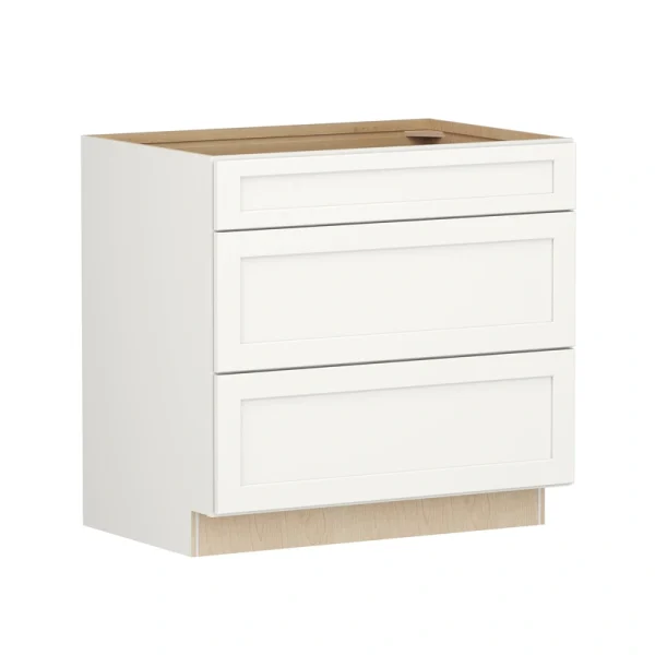 Shenandoah PRO Express Breckenridge 36-in W x 34.5-in H x 24-in D Linen Full Overlay 3-Drawer Base Fully Assembled Plywood Cabinet