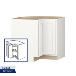 Shenandoah PRO Express Breckenridge 36-in W x 34.5-in H x 24-in D Linen Partial Overlay Lazy Susan Corner Base Fully Assembled Plywood Cabinet (Recessed Panel Shaker Style) T726917832
