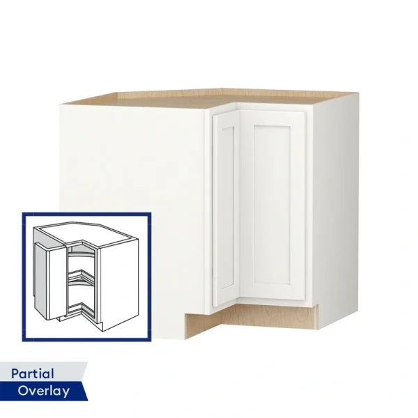 Shenandoah PRO Express Breckenridge 36-in W x 34.5-in H x 24-in D Linen Partial Overlay Lazy Susan Corner Base Fully Assembled Plywood Cabinet (Recessed Panel Shaker Style) T726917835
