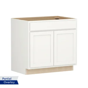 Shenandoah PRO Express Breckenridge 36-in W x 34.5-in H x 24-in D Linen Partial Overlay Sink Base Fully Assembled Plywood Cabinet (Recessed Panel Shaker Style)