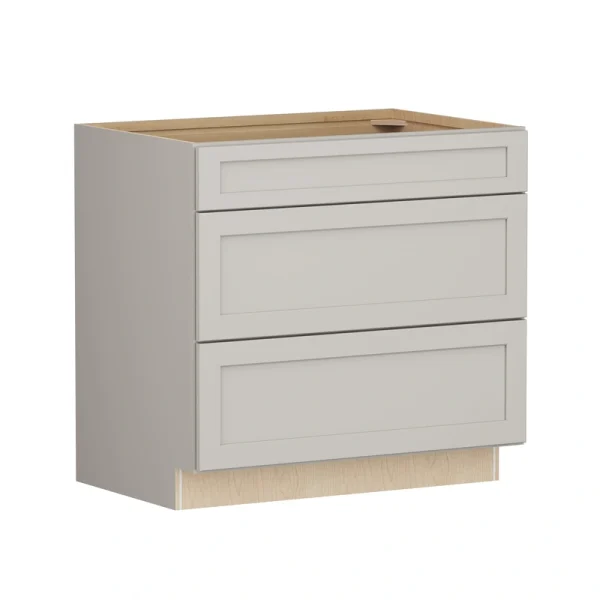 Shenandoah PRO Express Breckenridge 36-in W x 34.5-in H x 24-in D Stone Full Overlay Maple 3-Drawer Base Fully Assembled Plywood Cabinet (Recessed Panel Style)