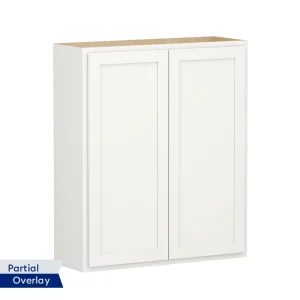 Shenandoah PRO Express Breckenridge 36-in W x 42.125-in H x 12-in D Linen Partial Overlay Wall Fully Assembled Plywood Cabinet (Recessed Panel Shaker Door Style)