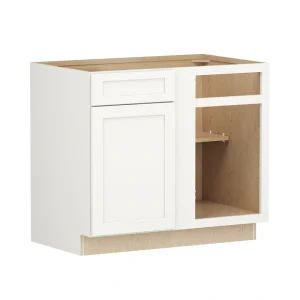 Shenandoah PRO Express Breckenridge 39-in W x 34.5-in H x 24-in D Linen Full Overlay Blind 1-Drawer Corner Base Fully Assembled Plywood Cabinet (Recessed Panel Shaker Style)