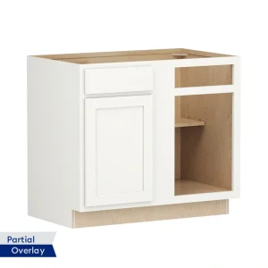 Shenandoah PRO Express Breckenridge 39-in W x 34.5-in H x 24-in D Linen Partial Overlay Blind 1-Drawer Corner Base Fully Assembled Plywood Cabinet (Recessed Panel Shaker Style)