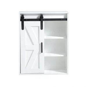Siavonce 21.7-in x 27.6-in x 7.9-in White Bathroom Wall Cabinet