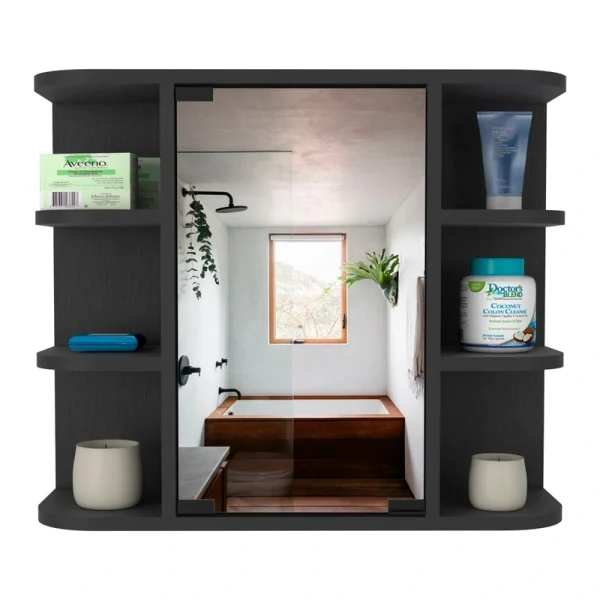 Siavonce 24-in x 20-in Surface Mount Black Mirrored Soft Close Medicine Cabinet