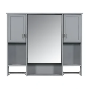 Siavonce 35-in x 29-in Surface Mount Grey Mirrored Soft Close Medicine Cabinet